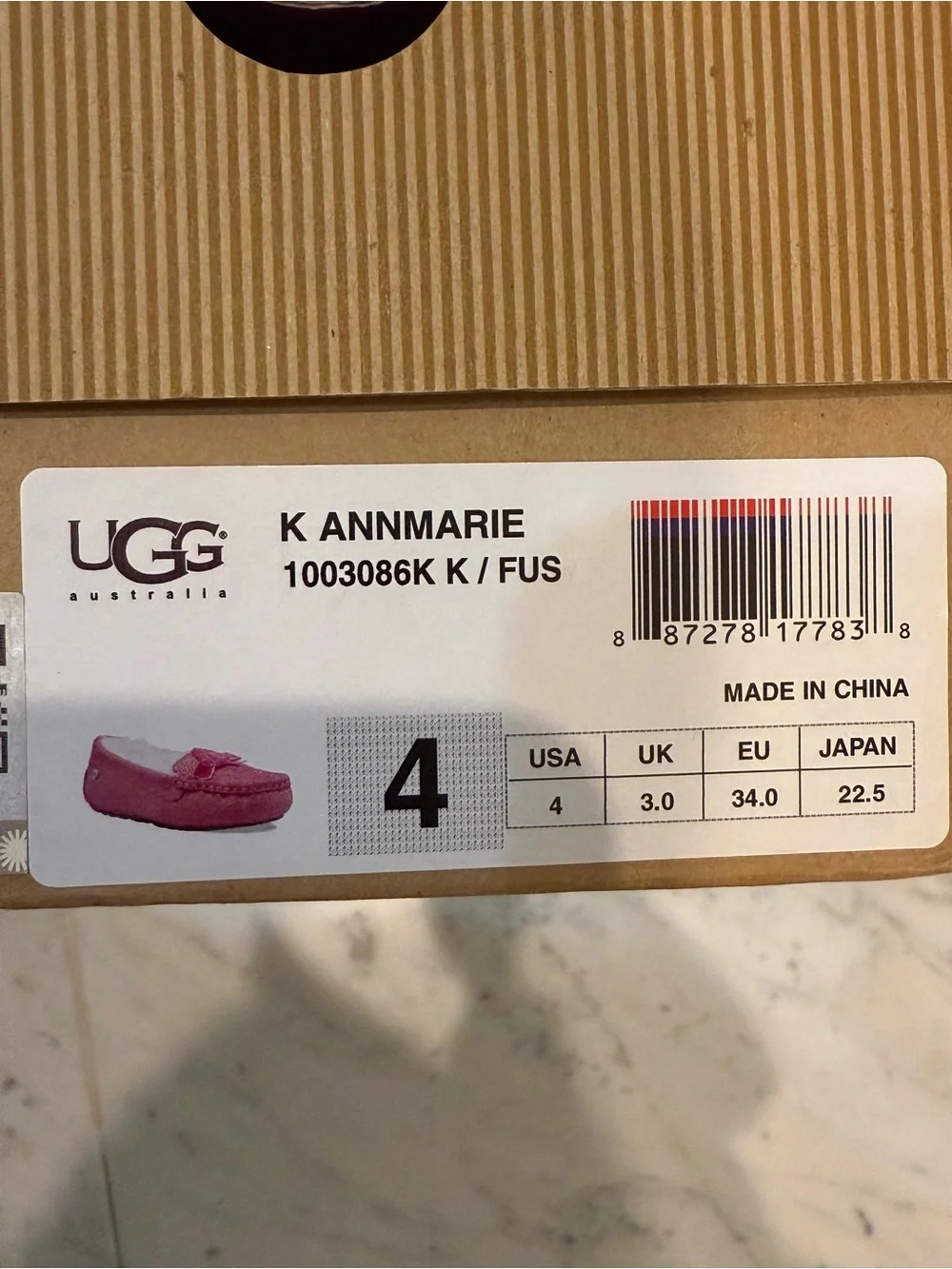 UGG Kids Hot Pink Glitter Bow Moccasin Slippers